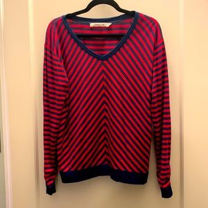 Red and blue striped long sleeve top